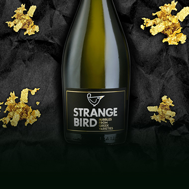 strange bird sparkling wine packaging
