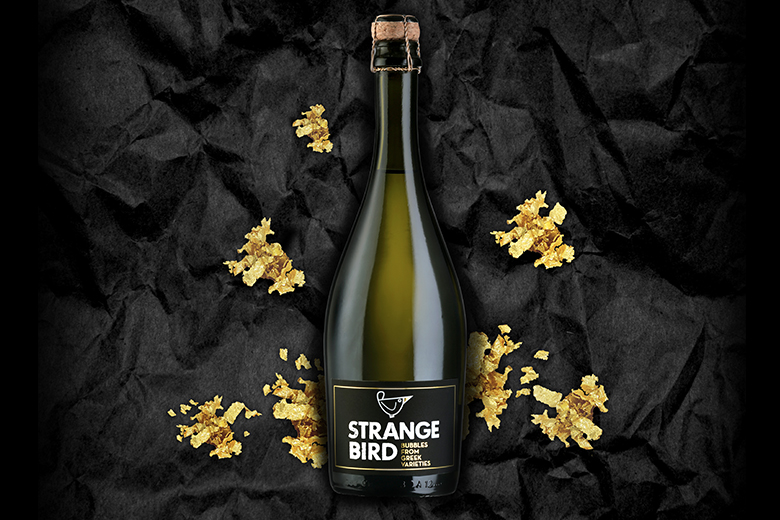 strange bird sparkling wine packaging